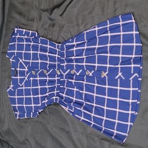 Mine cinched waist dress. Pink, blue, white. NWOT